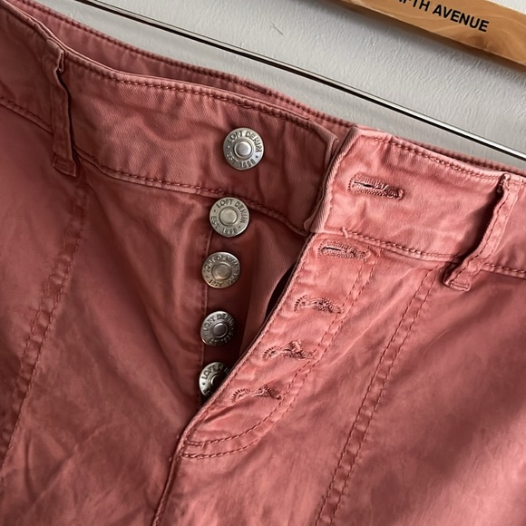 LOFT patch pocket Pants,  Straight Leg Exposed Button FLy, Raw Hem Sz 0 bin 23 - Picture 2 of 6